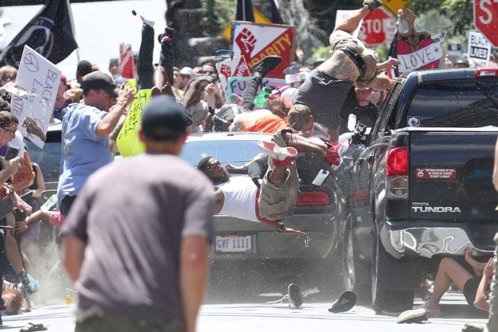 Protesters run over in Charlottesvill Virginia